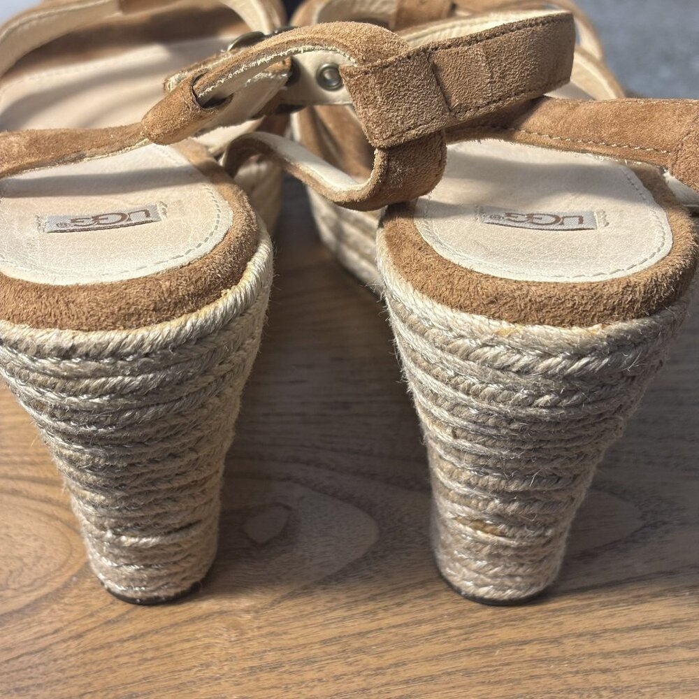 UGG Womens Suede Espadrille Wedge Sandals With Adjustable Ankle Strap Size 10 - Picture 9 of 9